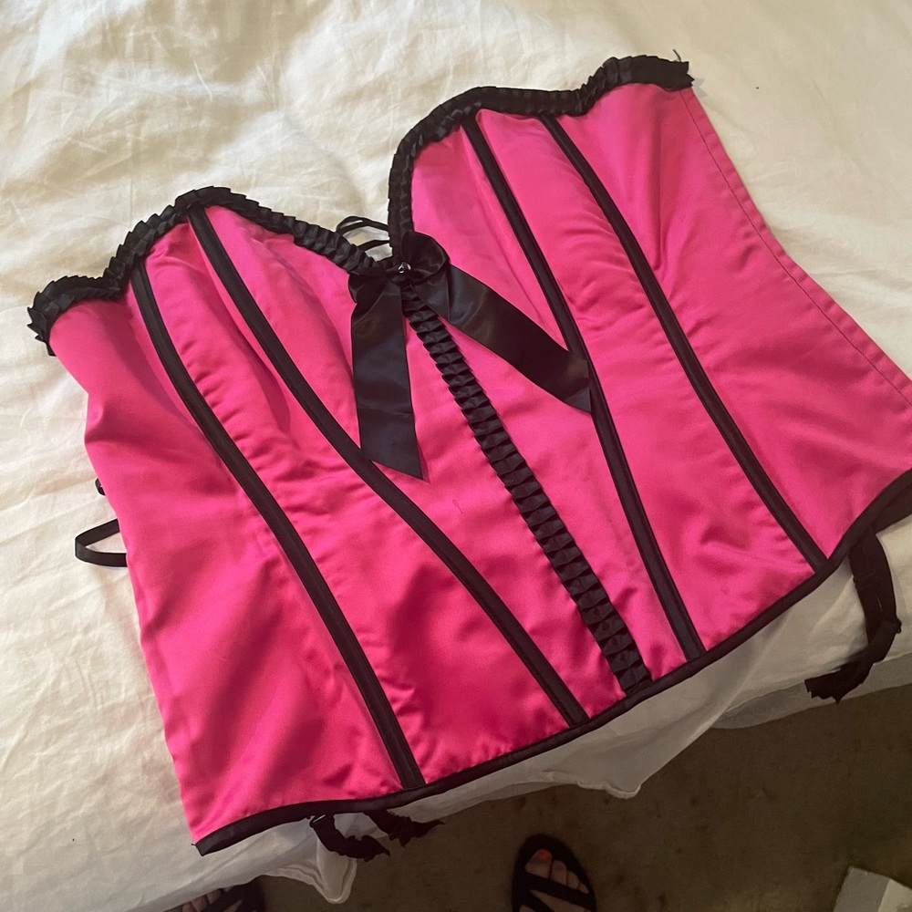 Torrid Fuchsia and Black Satin Corset